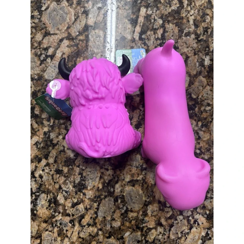 Sunny Days Squeeezy Highland Cow & dachshund and Squishy Fidget Toy Pink